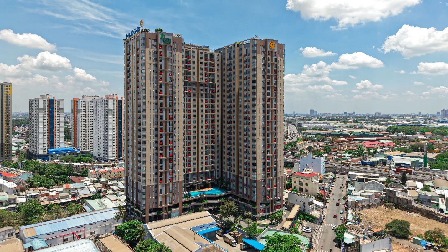 Toàn cảnh dự án Phú Đông Premier tại Dĩ An, Bình Dương nhìn từ trên cao